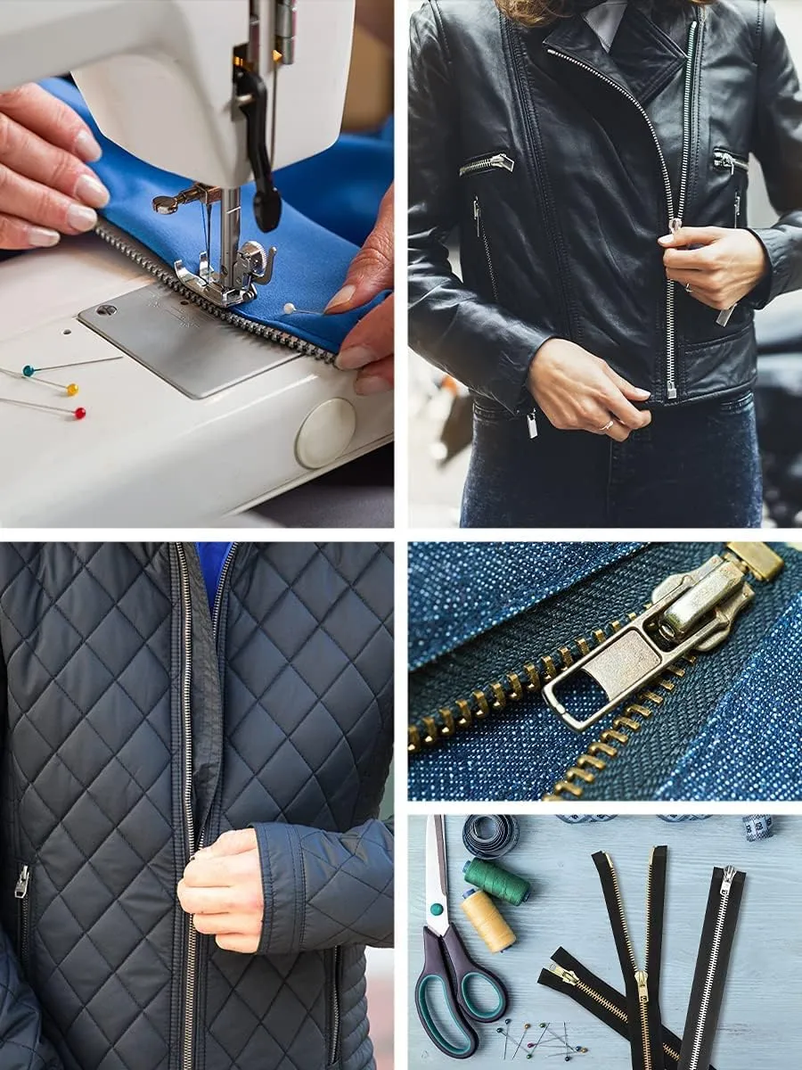 2 Way Zipper - Heavy Duty Two Way Zipper with Two Way Jacket Zipper Pull #10 Dual Metal Separating Med Weight 2 Way Metal Coat Zipper for Sewing Crafts