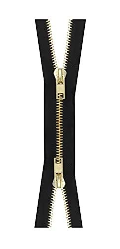 2 Way Zipper - Heavy Duty Two Way Zipper with Two Way Jacket Zipper Pull #10 Dual Metal Separating Med Weight 2 Way Metal Coat Zipper for Sewing Crafts