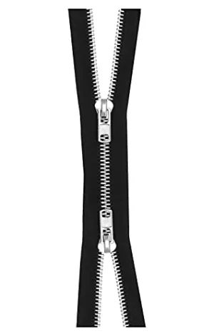 2 Way Zipper - Heavy Duty Two Way Zipper with Two Way Jacket Zipper Pull #10 Dual Metal Separating Med Weight 2 Way Metal Coat Zipper for Sewing Crafts