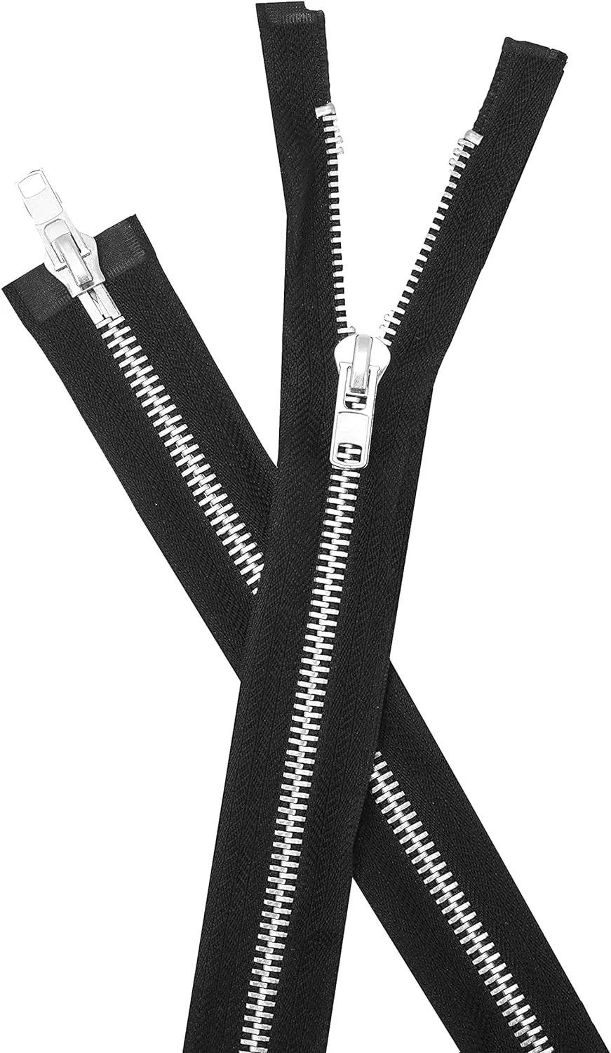2 Way Zipper - Heavy Duty Two Way Zipper with Two Way Jacket Zipper Pull #10 Dual Metal Separating Med Weight 2 Way Metal Coat Zipper for Sewing Crafts