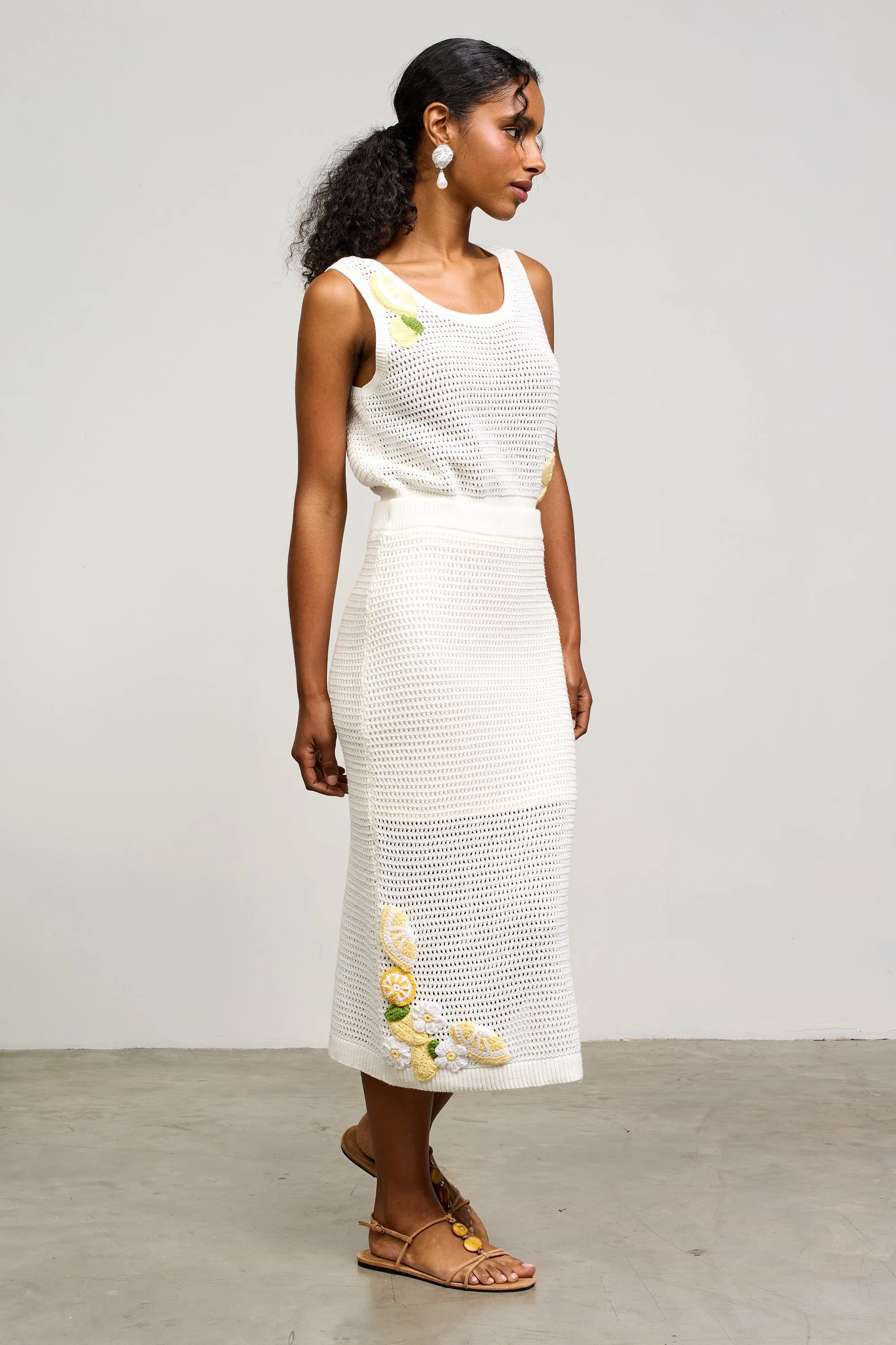 amalfi lemons crochet midi skirt