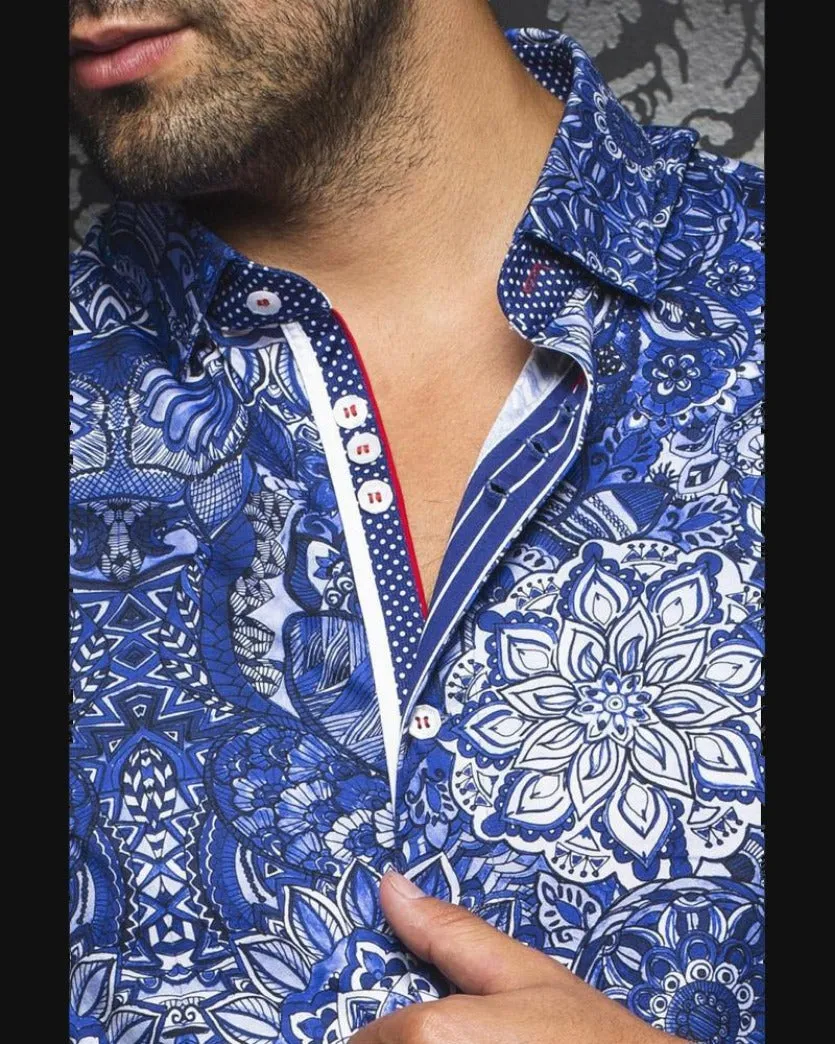 Au Noir DEL FLORINO Navy Dress Shirt Style VO-000129