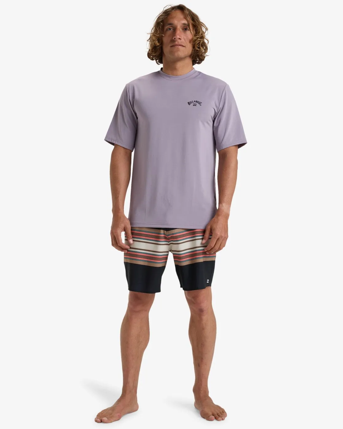 Billabong Men's Arch Wave Short Sleeves UPF 50 Surf T-Shirt Light Purple EBYWR03019-SKW0