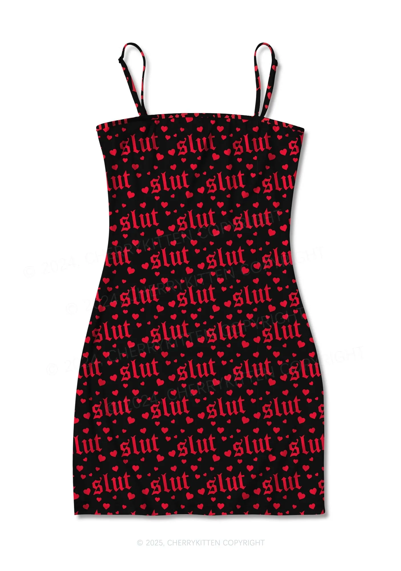 Black Slxt Y2K Print Slip Dress Cherrykitten