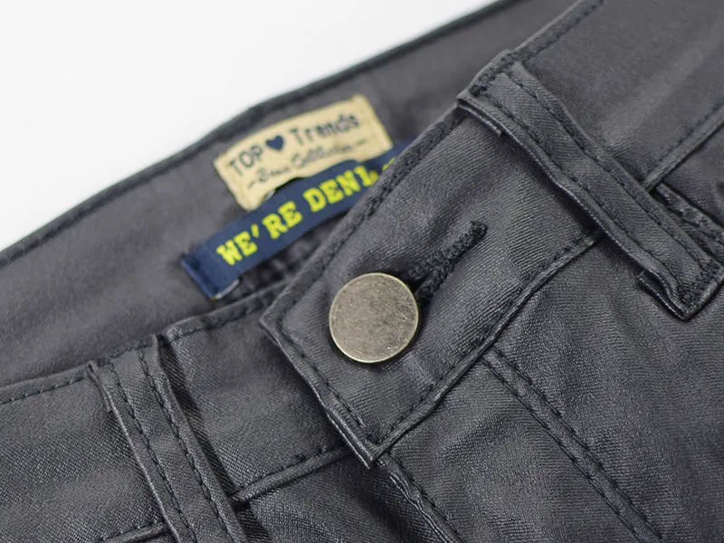 Fashion Body Leather Denim Pants