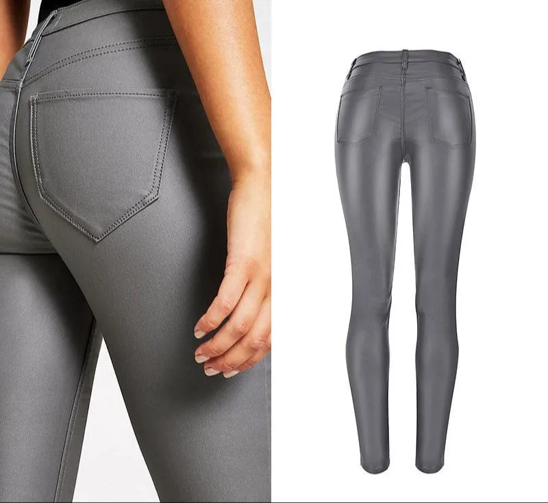 Fashion Body Leather Denim Pants