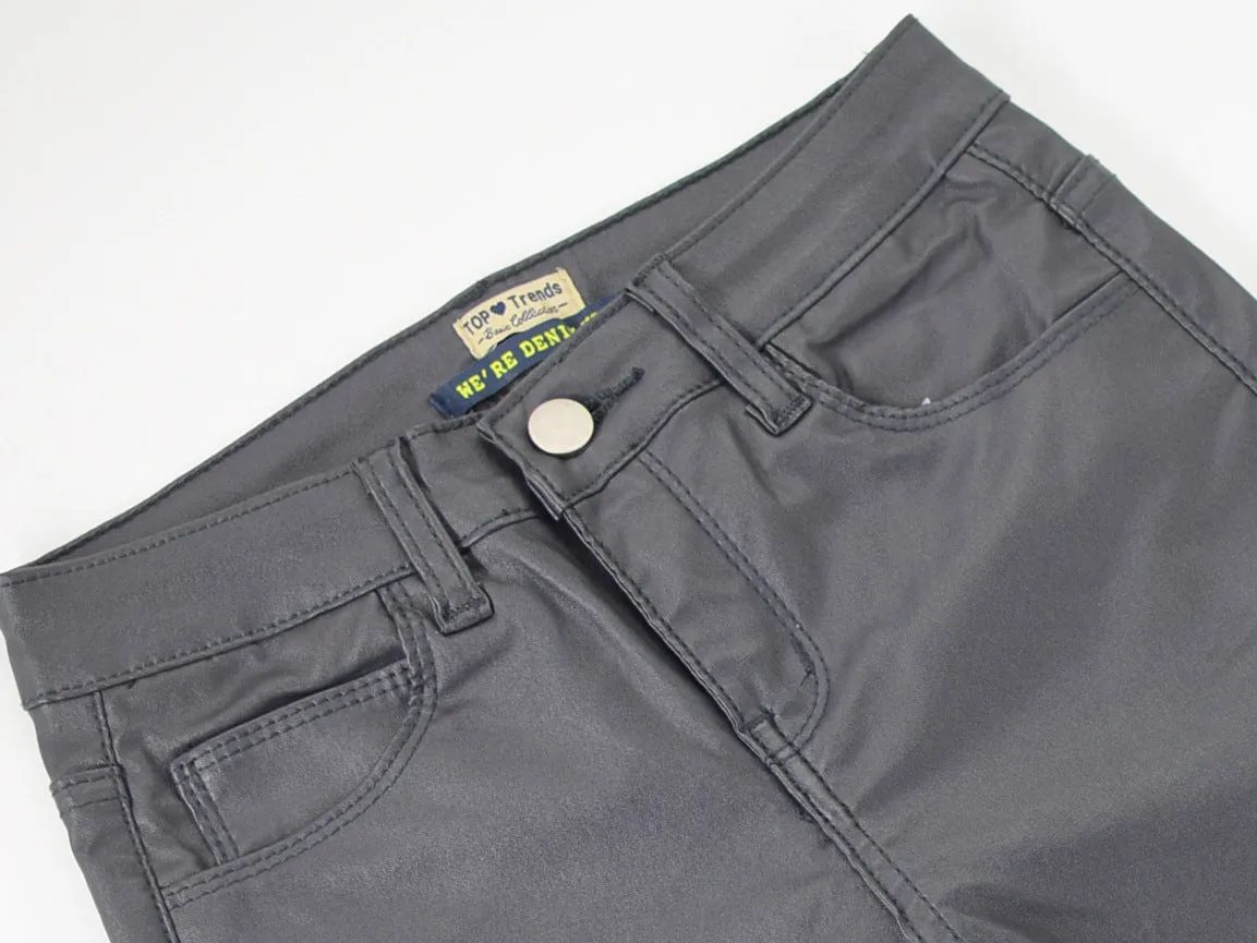 Fashion Body Leather Denim Pants
