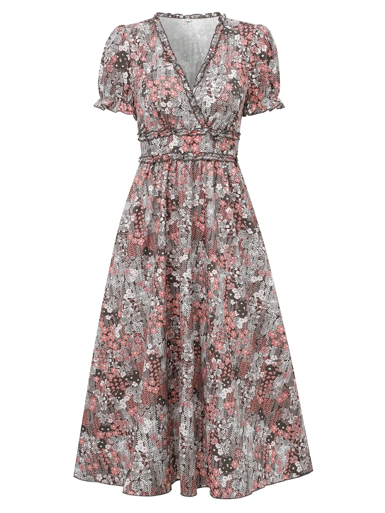 Fashion Waist Trimming Printing Dress