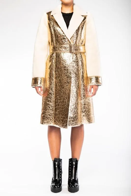 Heavy Sherpa Faux Fleece Metallic Jacket
