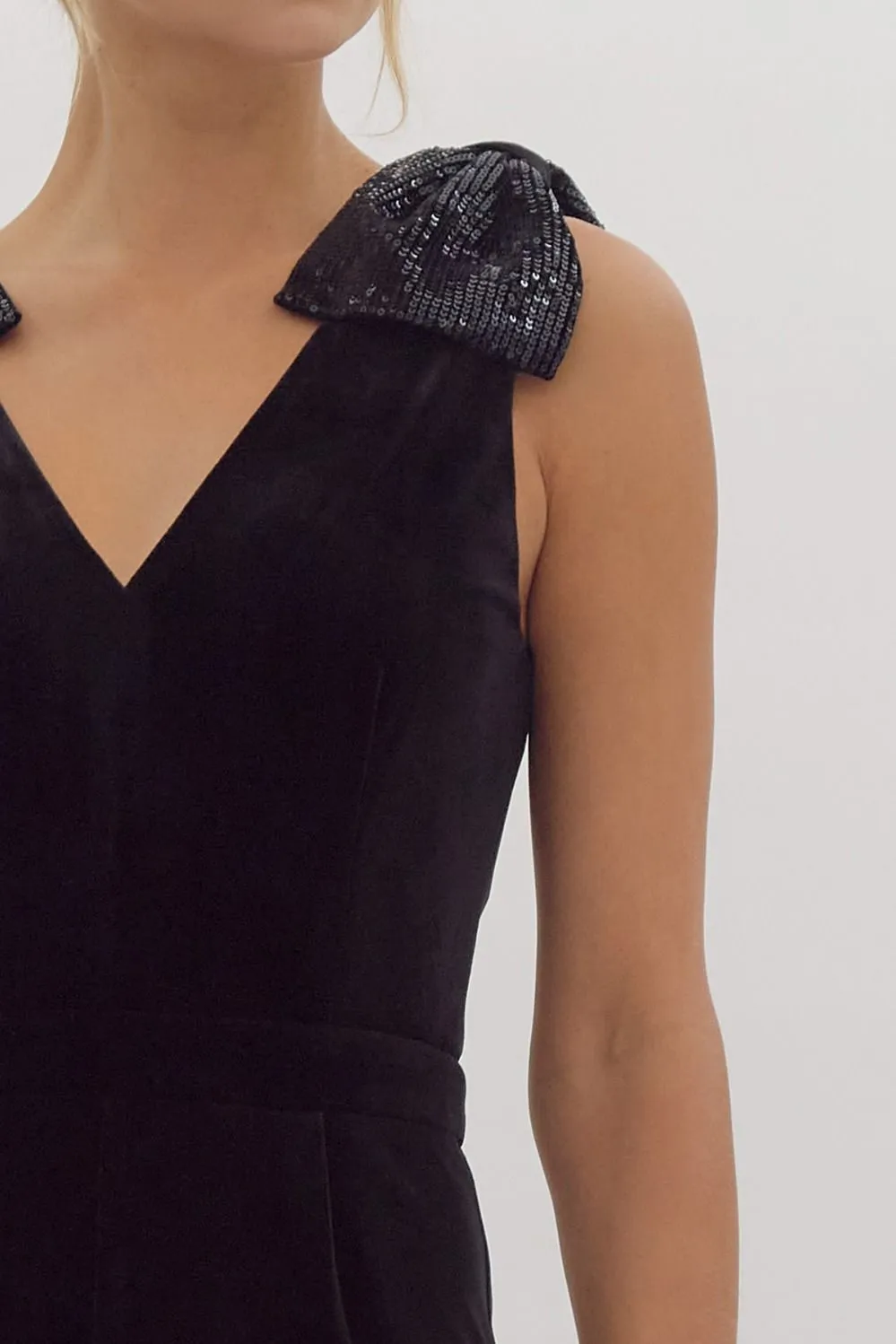 Holiday Bow Jumpsuit - Black