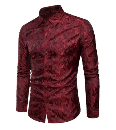 Mens Dress Shirt • Burgundy Camouflage