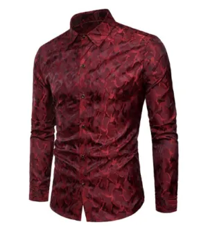Mens Dress Shirt • Burgundy Camouflage