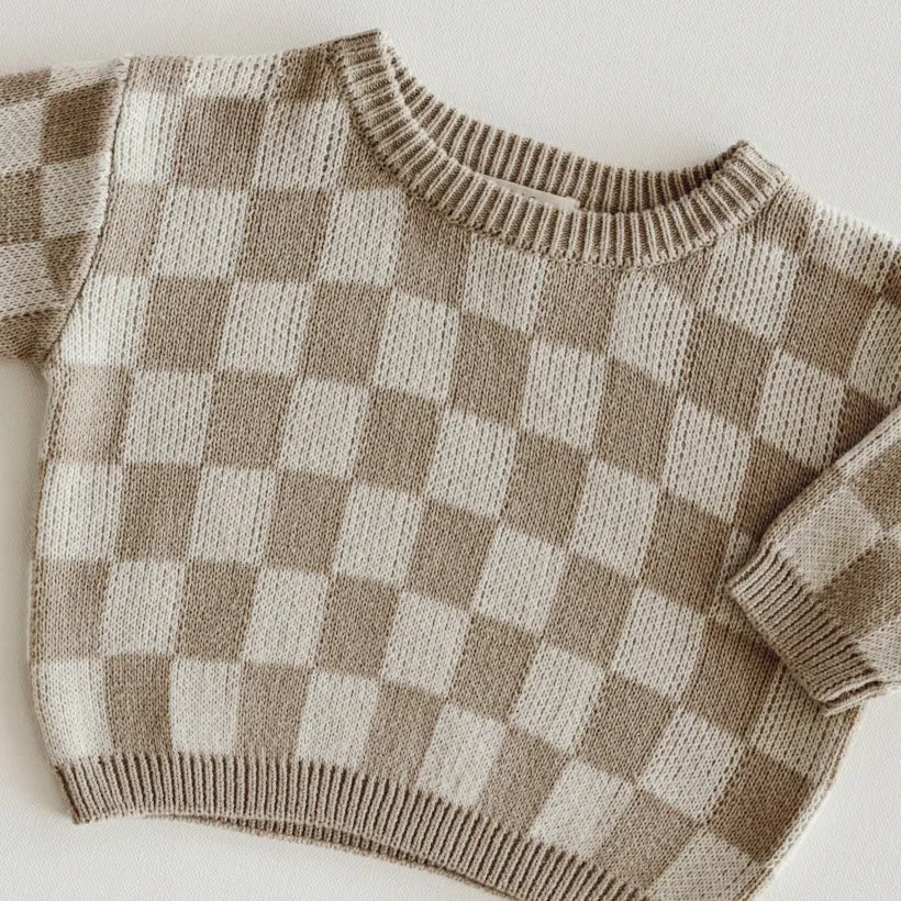 Organic Checkered Knit Sweater