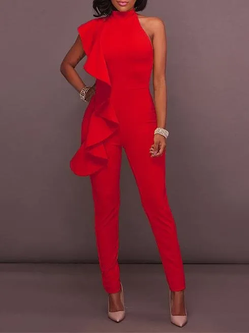 Ruffled Sleeveless Elegant Jumpsuit for Women