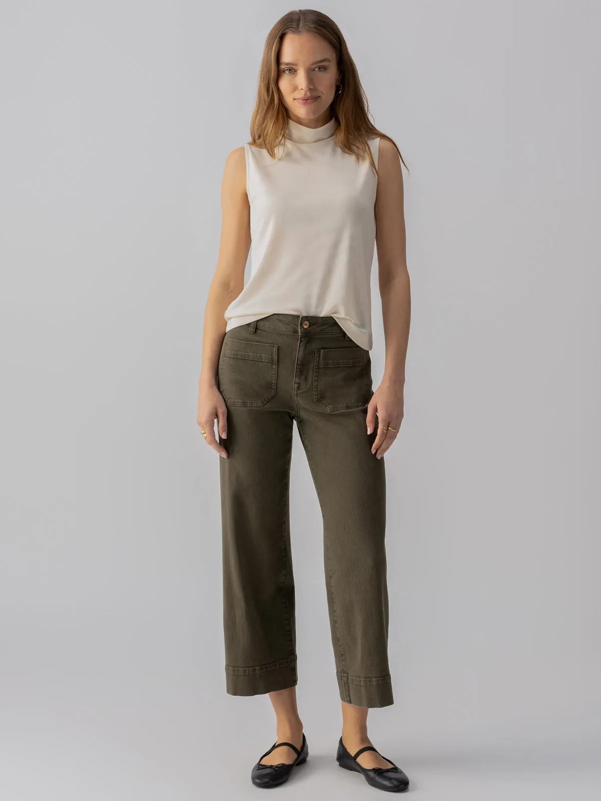 Shirred Neck Mesh Tank Birch