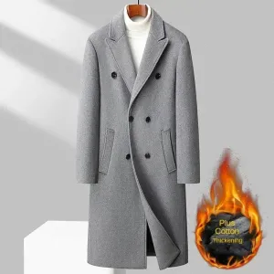 Woll gehalt 51% Herbst und Winter neuer Herren-Woll mantel, zweireihige lange knielange koreanische Version des Slim-Fit-Woll mantels,